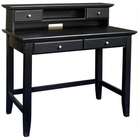 Bowery Hill Solid Wood Laptop Writing Desk With Hutch In Ebony