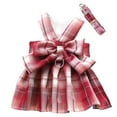 thumbnail image 2 of Visland Dog Cat Dress with Harness Leash, Fashion Plaid Pattern Cute Bowknot Decor Soft Cozy Skirt Adjustable Chest Strap Traction Rope Pet Clothes Costume for Puppy Kitten Training Daily Wear, 2 of 8