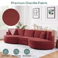 thumbnail image 6 of Christopher Knight Home 129" Curved Sectional Sofa Couch, Red Chenille Upholstery with Cushions, 6 of 10