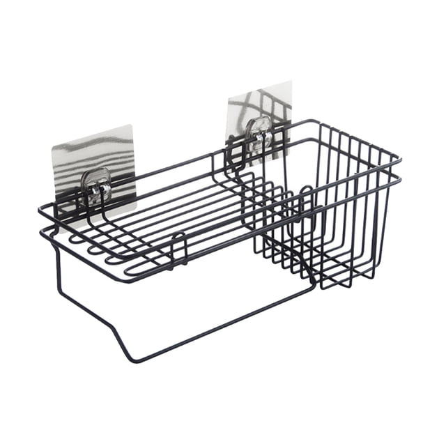 unbranded Estante Colgante Negro Para Fregadero Con Drenaje Para Esponja Y Herramientas De Cocina