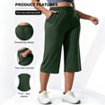 thumbnail image 4 of Hfnxid Plus Size Capris Pant for Womens Loose Fit Elastic Waist Workout Trousers Casual Athletic Cropped Trouser Green XXL, 4 of 10