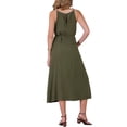 thumbnail image 3 of Vestidos midi de verano para mujer con cuello halter y cinturón en verde ejército, 3 of 6