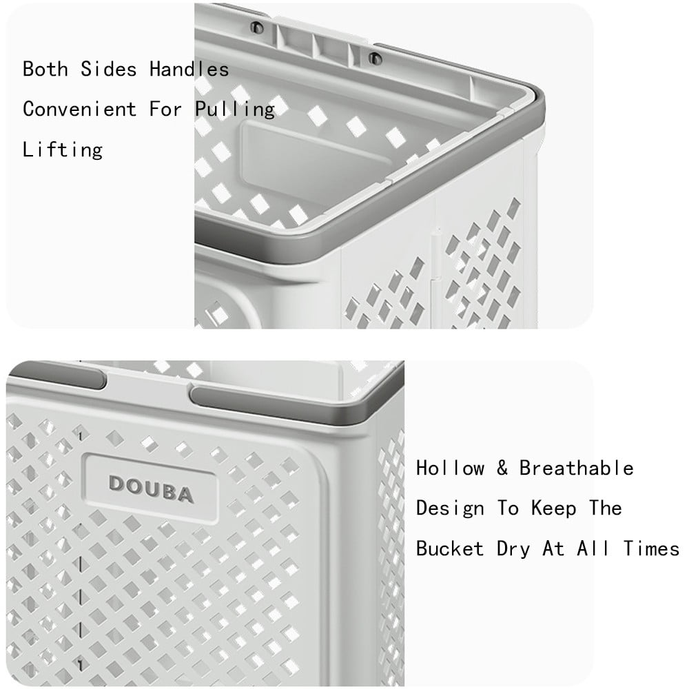 COSTYLE Collapsible Laundry Basket with Wheels and Handle, Plastic Foldable Laundry Hamper, Versatile Portable Storage Basket, Durable and Practical for Laundry and Bathroom