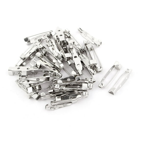 Metal Pin Back Brooch Finding DIY Base Silver Tone 2.5cm Length 40pcs