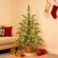 thumbnail image 4 of 35''Pre-Lit Green Cypress Artificial Christmas Tree, Warm White LED Lights Twinkling Glow, Tabletop Decor with Timer Function for Office Apartment Entryway Indoor Use, 4 of 12