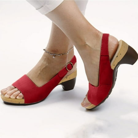 

Ykohkofe Sandals For Women Elegant Comfortable Open Toe Low Chunky Heel Sandals