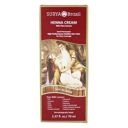 Henna Cream Hair Coloring with Organic Extracts Ash Blonde - 2.37 fl. oz. by Surya Brasil (pack of