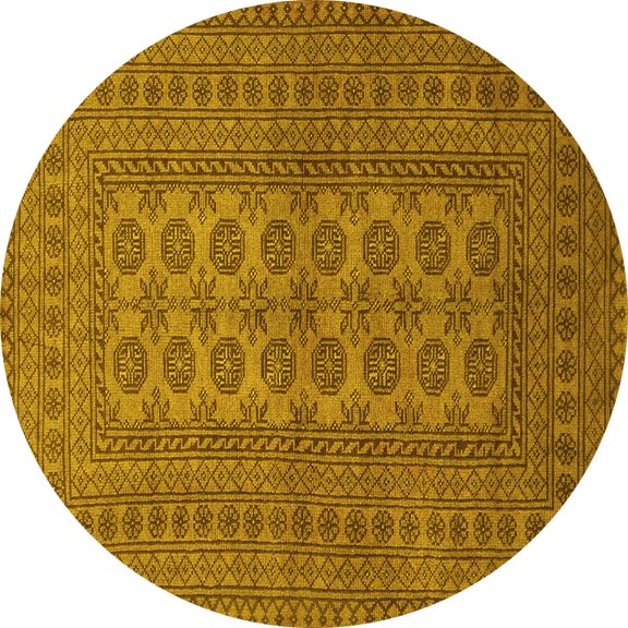Ahgly Company Machine Washable Indoor Round Southwestern Yellow Country Area Rugs, 7' Round
