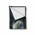 thumbnail image 2 of Galaxy Soft Flannel Fleece Blanket, Attack of the Asteroid Rocky Dark Body Comet on Planet Earth Meteor Shower Print, Cozy Plush for Indoor and Outdoor Use, 50" x 60", Dark Blue Grey, by Ambesonne, 2 of 6