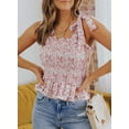 thumbnail image 3 of Asyoly Womens Summer Casual Square Neck Tank Top Sleeveless Smocked Blouses Floral Tops For Wome, 3 of 7