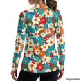 thumbnail image 2 of Xoenoiee Hippie Daisy Print V-Neck Golf Polo Shirts Long Sleeve UPF 50+ Tunic Top Moisture Wicking Lightweight Casual Work Tennis Collared Shirts Golf Apparel for Women, Size XS, 2 of 7