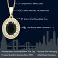 thumbnail image 2 of Gem Stone King 14K Yellow Gold Black Onyx and White Diamond Pendant Necklace for Women (1.40 Cttw, Gemstone Birthstone, Oval 8X6MM, with 18 inch Chain), 2 of 6