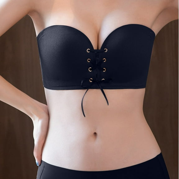 Tbopshirt Bras for Women,Front Strap Anti-slip Strip Strapless Underwear Gathered Wipe Chest Type Anti-slip Traceless Bra Women