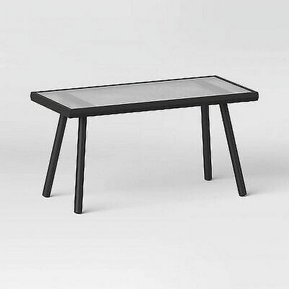 Glass Rectangle Outdoor Patio Coffee Table, Black