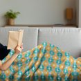 thumbnail image 3 of Geometric Soft Flannel Fleece Blanket, Repetitive Intricated Mosaic Pattern in Aqua Colors and Tangerine Tones, Cozy Plush for Indoor and Outdoor Use, 50" x 60", Apricot Dark Seafoam, by Ambesonne, 3 of 5