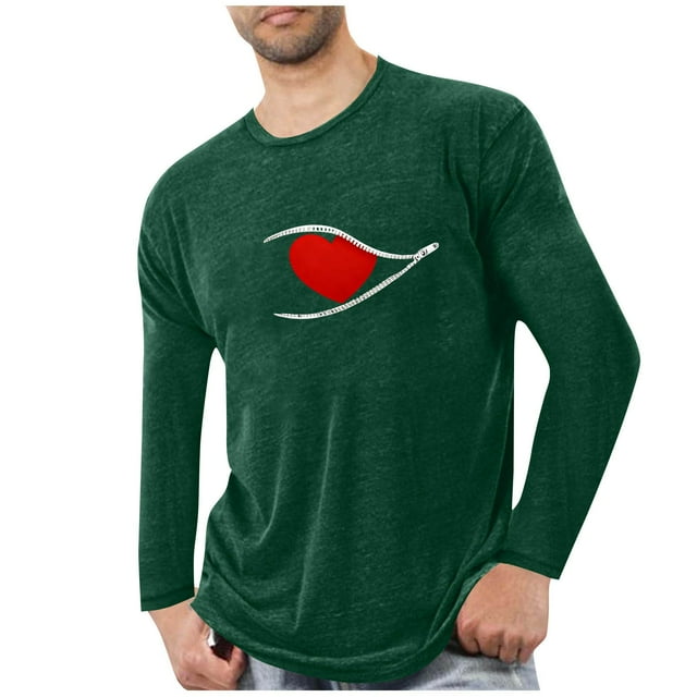 Lovzfmll Haut de Sommeil Athlétique pour Homme à Imprimé Thème Love à Manches Longues Col Ras du Cou Vert Armée, m