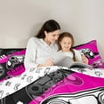 thumbnail image 5 of Feelyou Video Games Console Bedding Comforter Set 7pcs, Pink Cartoon Gamepad King Bedding Sets, Game Controller Reversible Bed Sheets, Luxury Bedroom Decor, 5 of 9