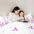 thumbnail image 4 of Homewish Peach Blossom 7pcs Bedding Comforter Set,Rustic Flower Queen Bedding Sets,Purple White Queen Sheet Sets For Girl Kids,Ultra Soft Home Decor Reversible, 4 of 8