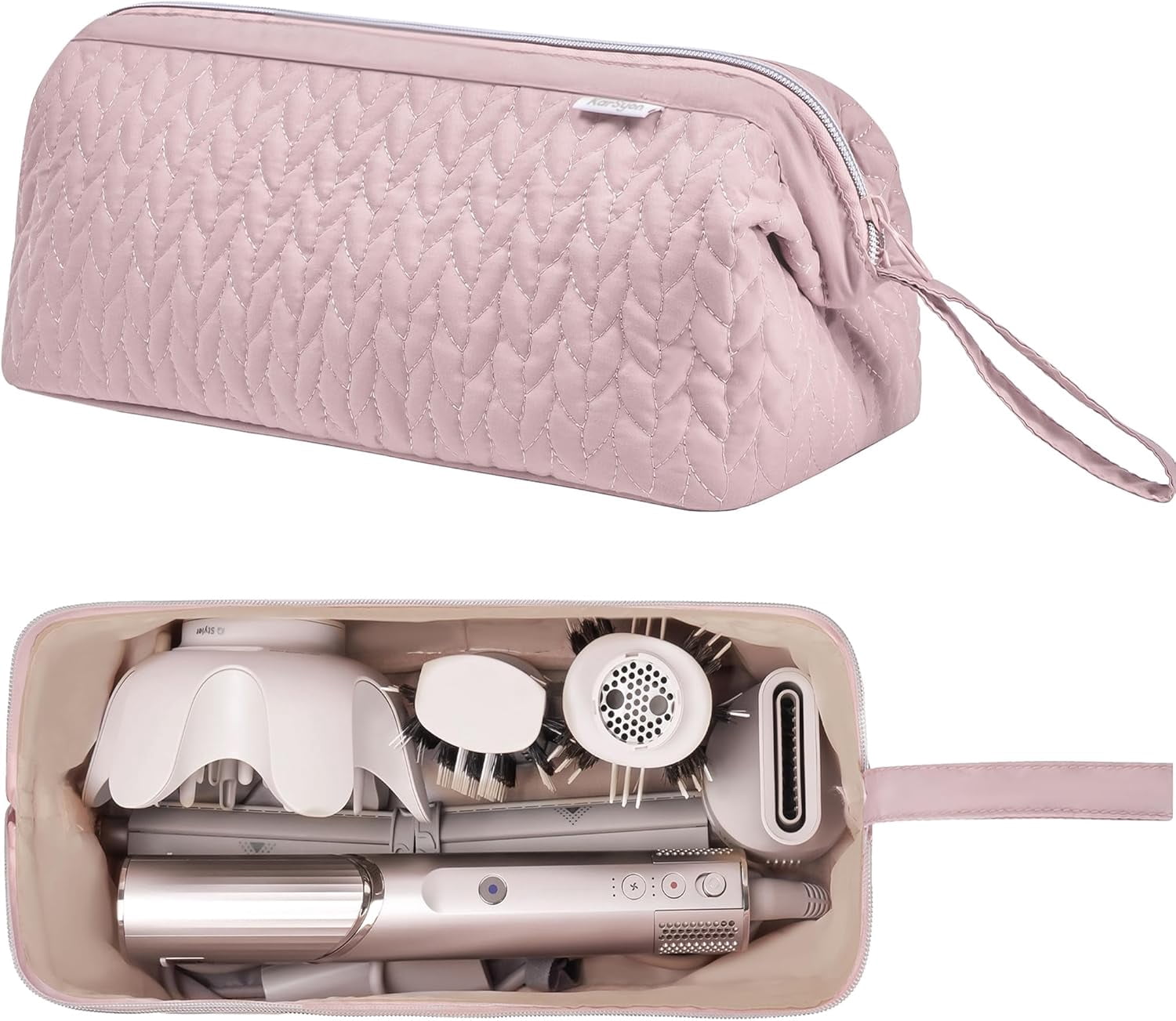 Aorsher Hair Dryer Travel Storage Bag Compatible with Shark Flex Style, Portable Organizer Bag for Styling Tools for Hair Dryer Brush, Flat Iron & Curling Iron Accessories, Pink
