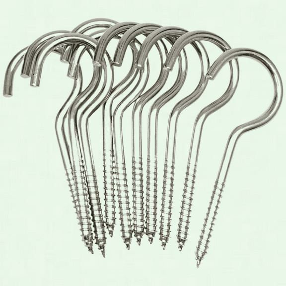 Heavy Duty Screw Hooks, 4-Inch, Set of 10, Silver