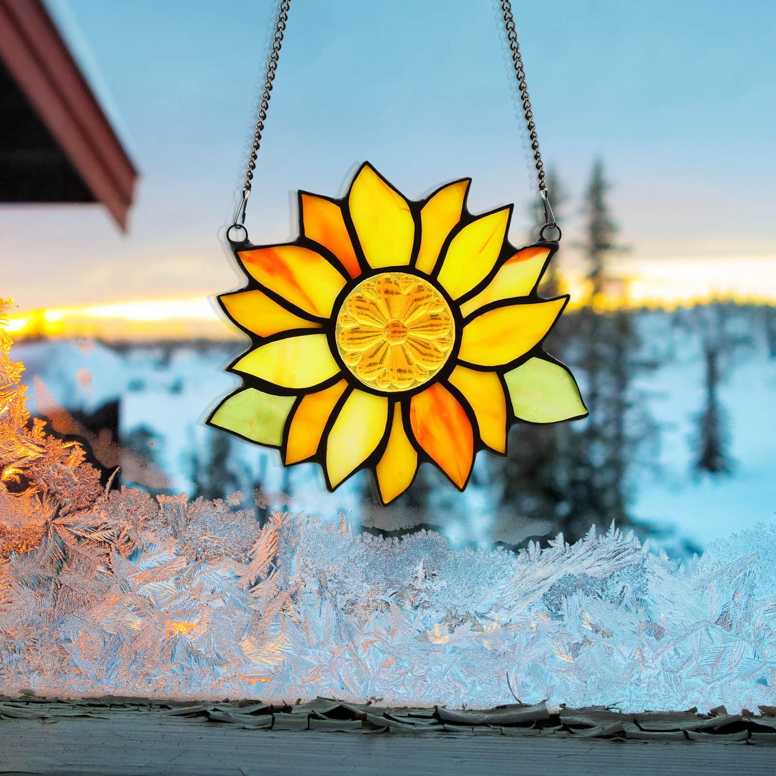 Yannianjz Sunflower Wind Chime Pendant, Colorful Acrylic Window Hanging Decor, Outdoor Garden Wind Chimes for Living Room, Bedroom, Courtyard