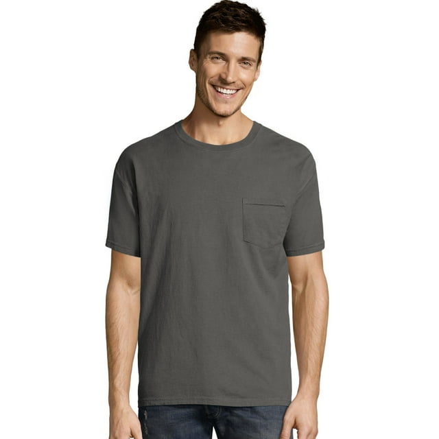 Hanes T-Shirt à Manches Courtes Teint en Pièce ComfortWash pour Hommes avec Poche, TG