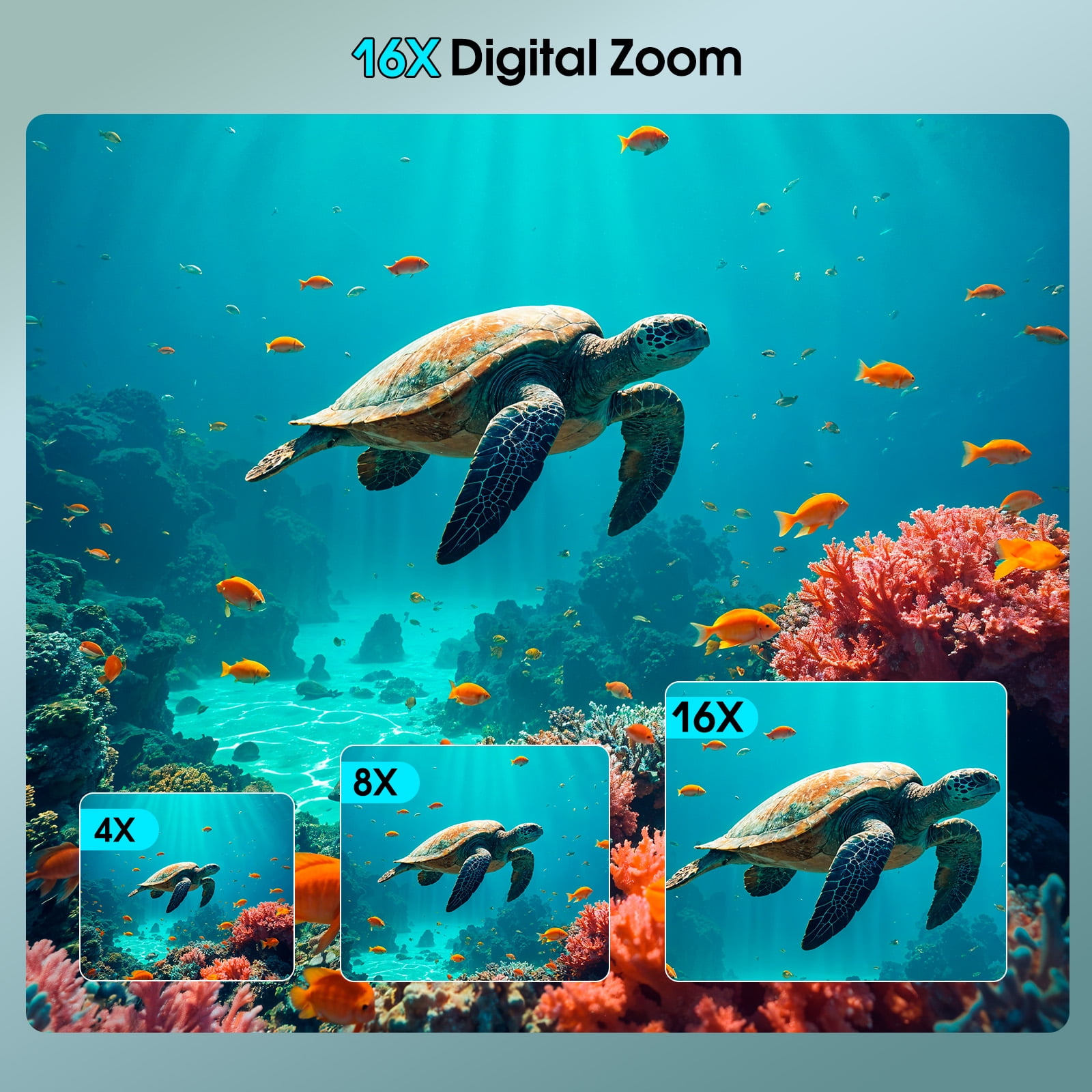 SEREE Waterproof Camera 4K UHD 64MP 16X Digital Zoom Compact Digital Underwater Camera with 16GB Card