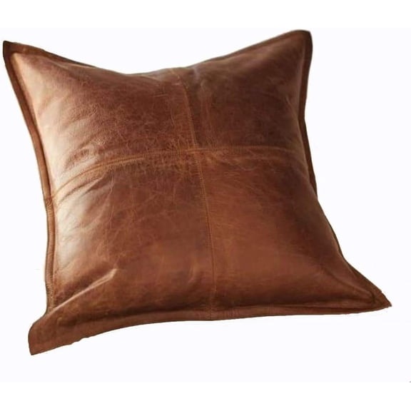 PRASTARA 100% Lambskin Leather Pillow Cover - Sofa Cushion Case - Decorative Throw Covers for Living Room