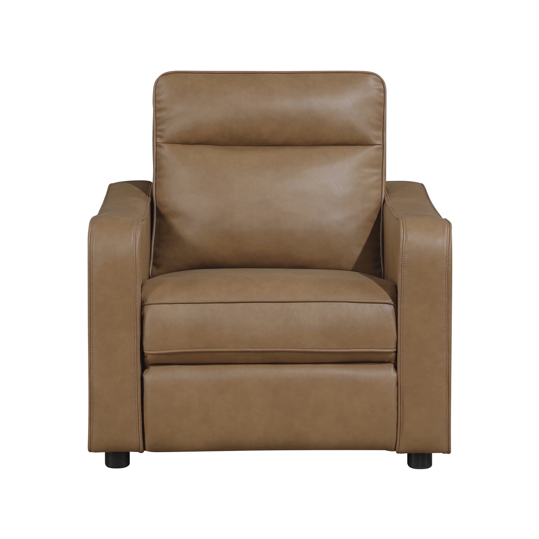 OakvillePark Ardena Faux Leather Power Reclining Chair with Curved Track Arms, Zero Wall Recliner, Brown