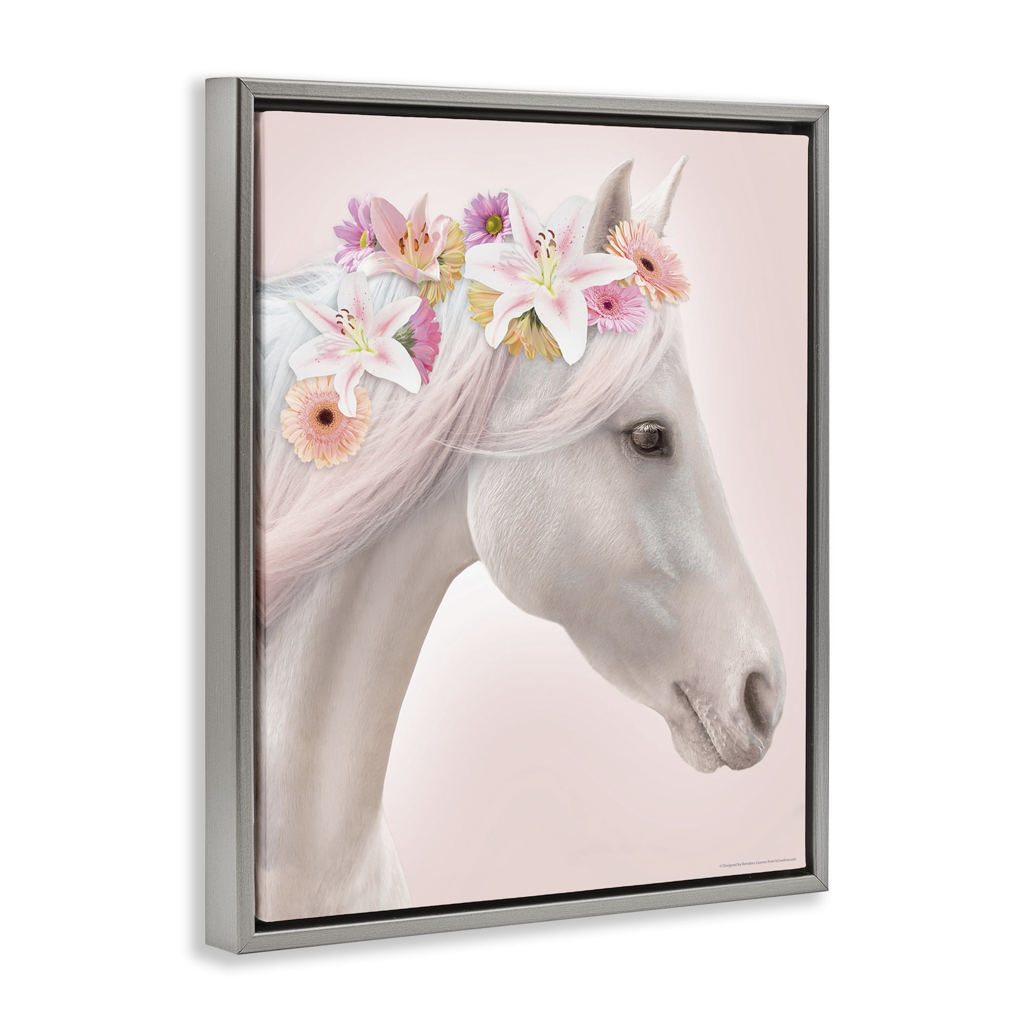 Stupell Industries Lily Garland Horse Animals Painting Gray Floater Framed Canvas Art Print Wall Art, 17 x 21