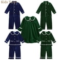thumbnail image 2 of Conjunto de pijamas familiares a juego de Navidad de terciopelo para niños y niñas, Tops de manga larga para padre, madre y niños, pijamas con pantalones, ropa de dormir, 2 of 4