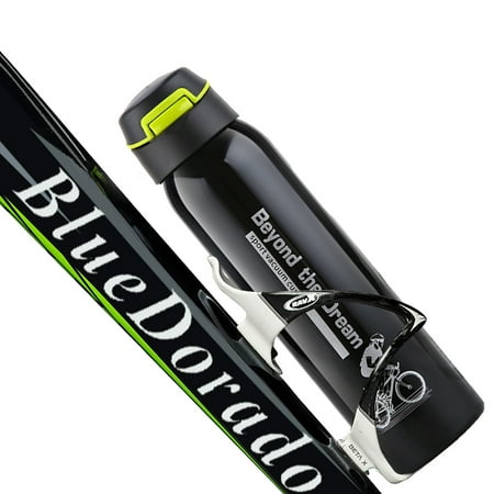 

Howarmer 18 Oz Black Stainless Steel Bicycle Water Bottle with Straw Lid & Flex Cap BPA-Free