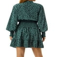thumbnail image 3 of OUSITAID Robe Décontractée à Manches Longues pour Femmes, Robe Courte Plissée à Col en V, 3 of 6