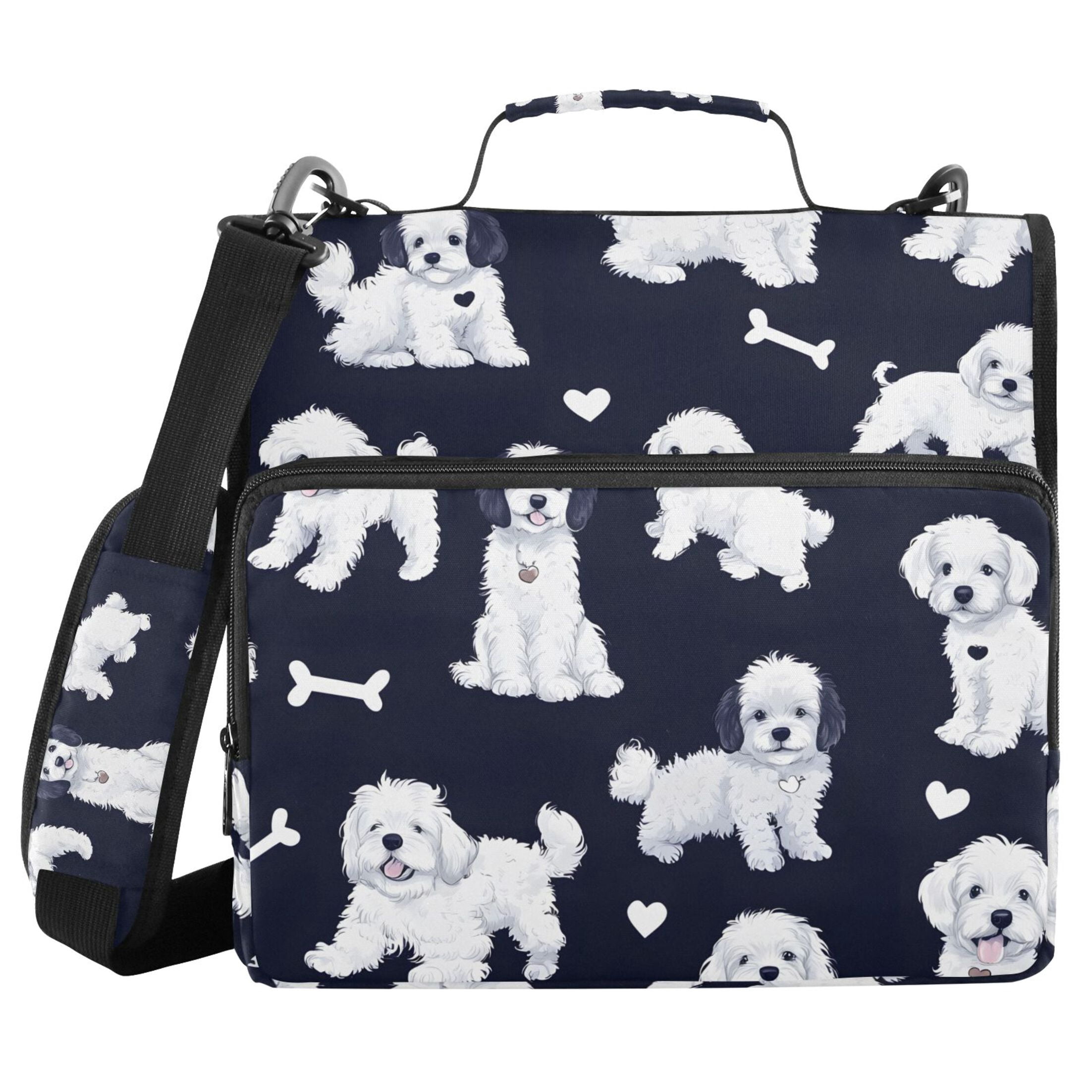 ALAZA Zipper Binder Puppy Bones 3 Ring Trapper Keeper File Folder Organizer Bag