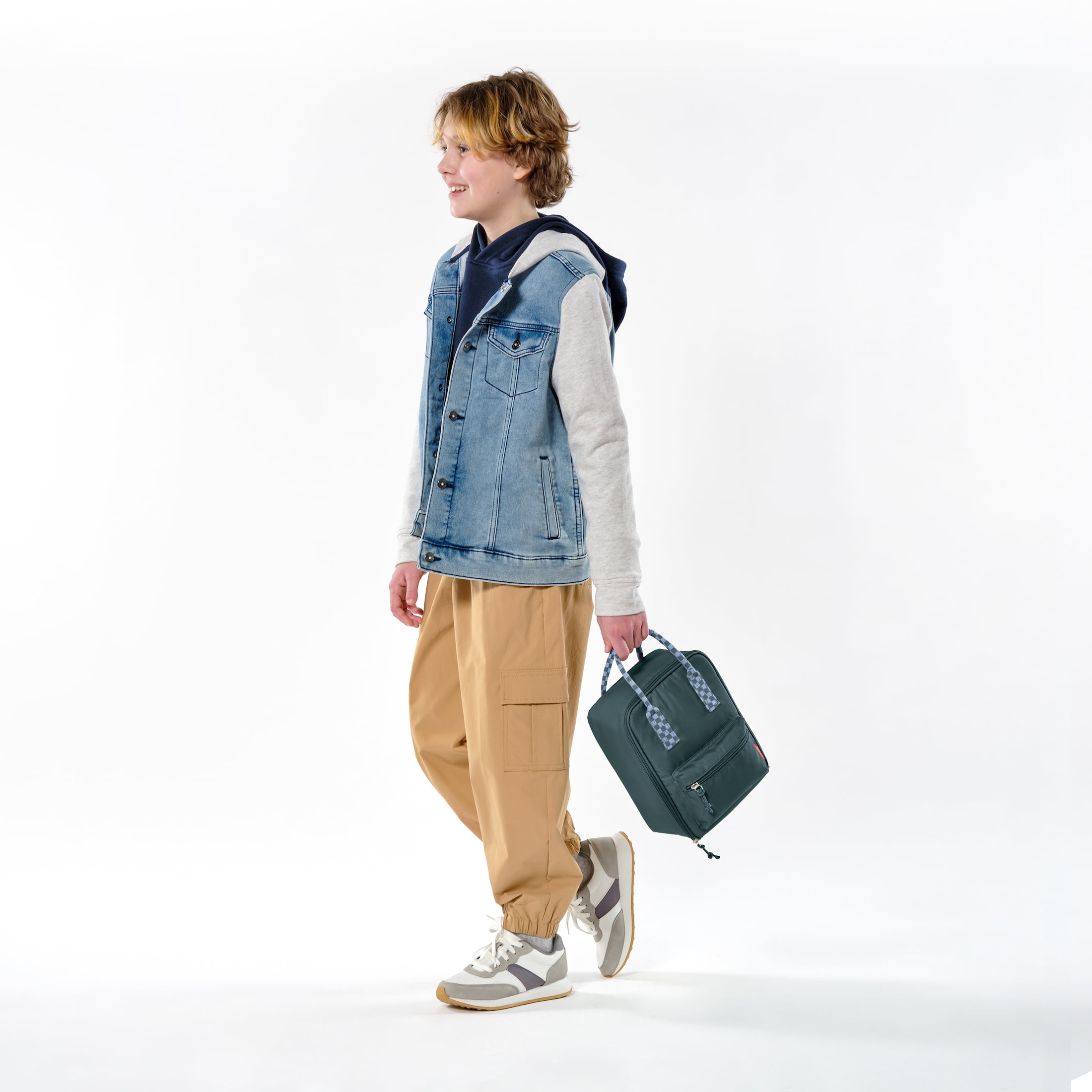 Fit & Fresh Connor Lunch Bag, Reusable Insulated Lunch Bag for Kids and Tweens, Lunch Box for School, Boulder Gray