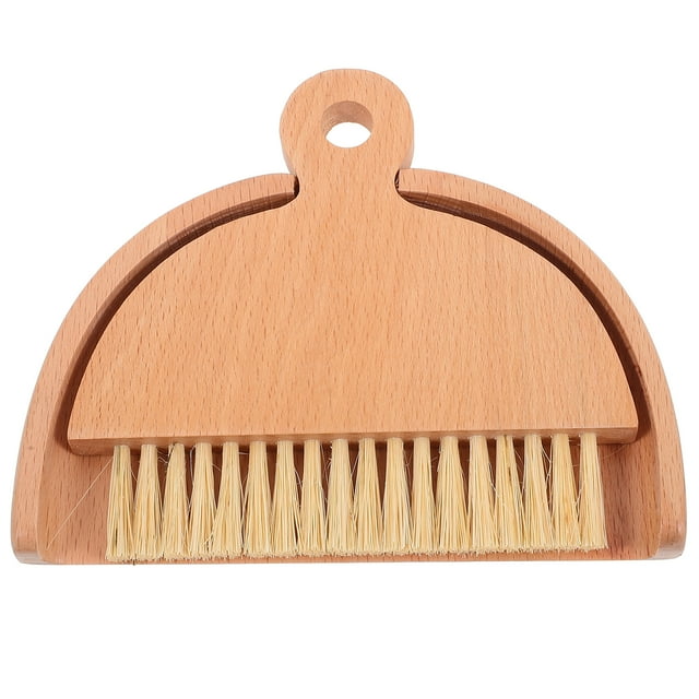 Mini Broom And Dustpan Set for Kitchen Use White Wood Material Safe Lightwear Resistance Practical 7 inch