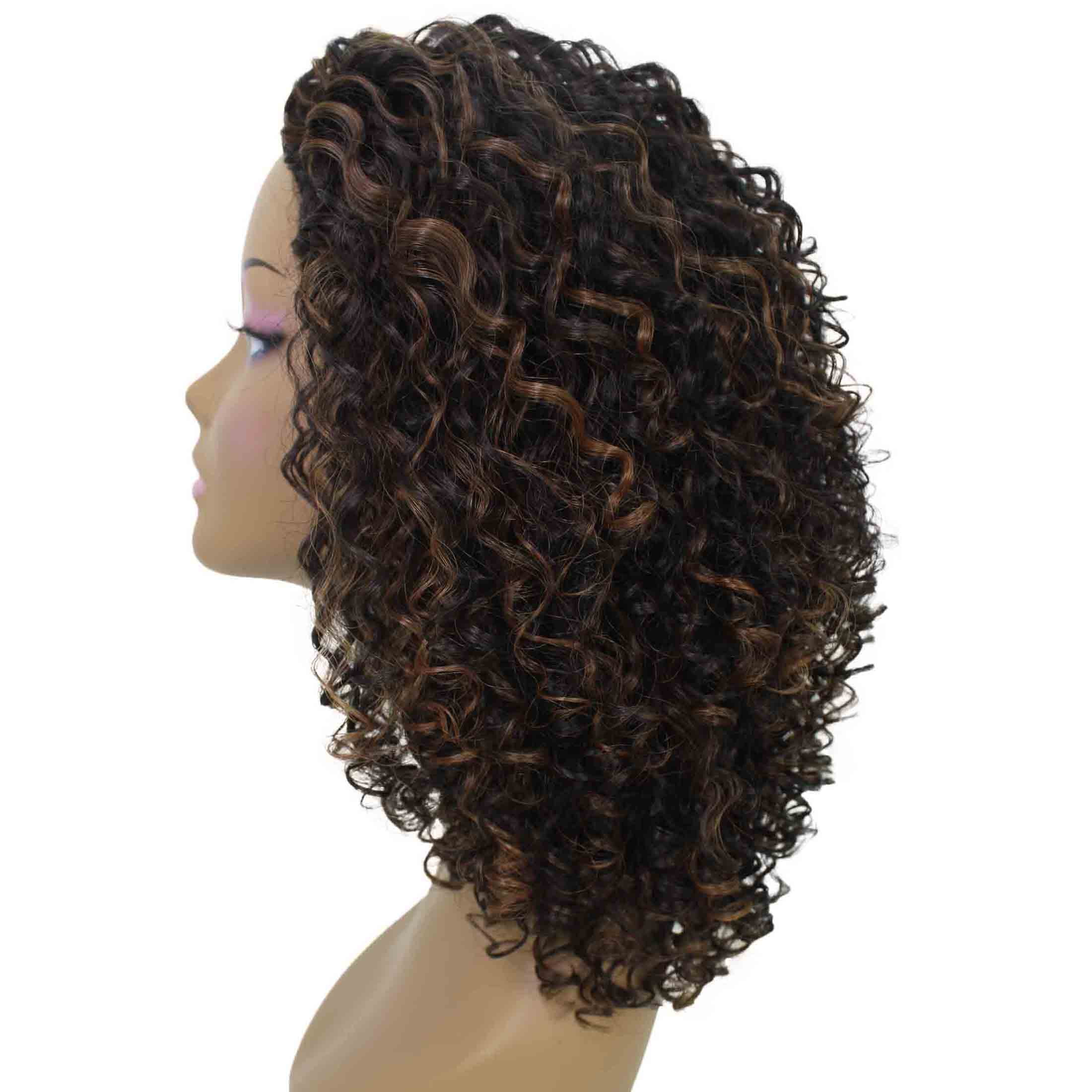 LUXLUXE Tatiana Curly Body Waves 15 in Long Half Wig Half Cap Wig, Mix Human Hair and Synthetic Fibers,