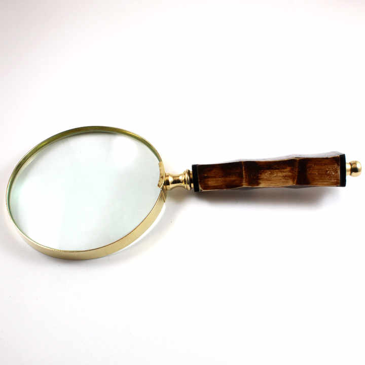 Maritime Treasures Nautical Style Brass Hand Magnifier Metal and Alloy Magnifying Glass Lens with Comfortable Handle Grip