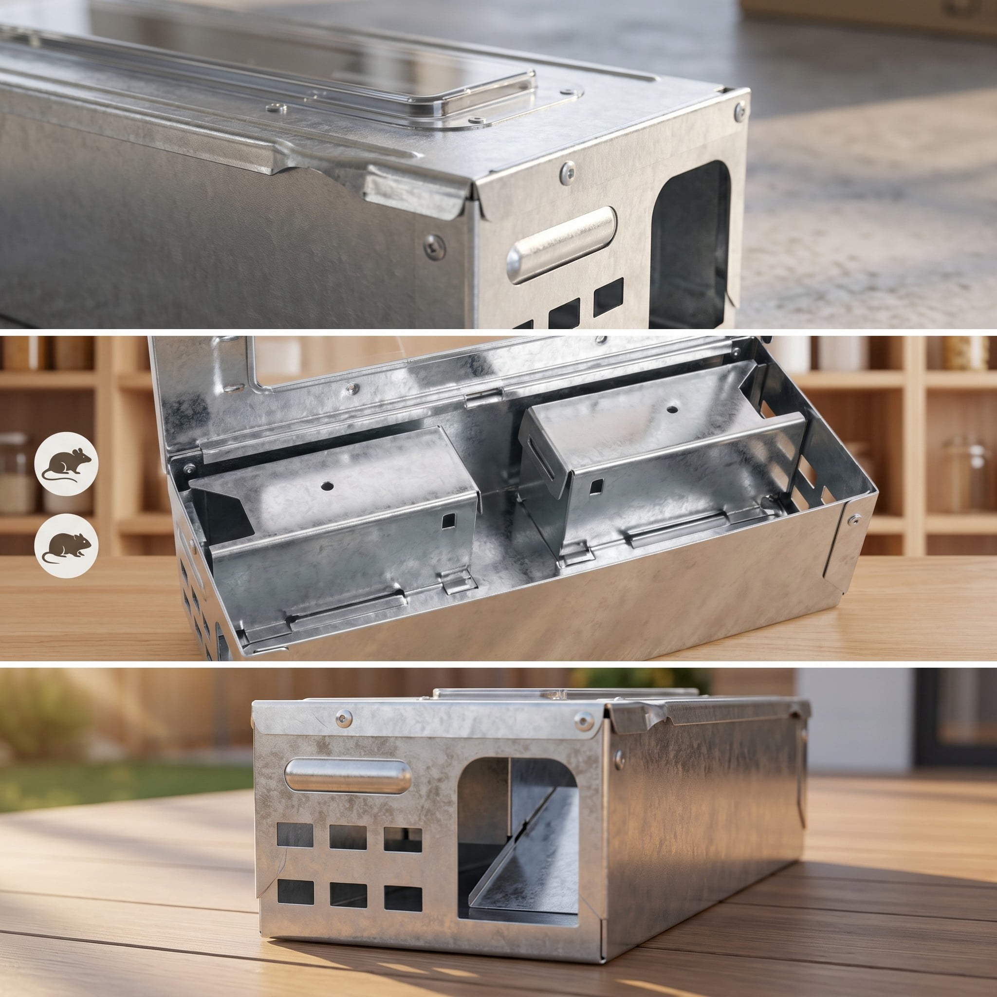 Stcellnmex Multi Catch Mice Trap, Clear Top Humanized Rodent Trap, Indoor Outdoor Rat Control, 4.5 Inch Silver, 1 Pack