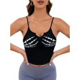thumbnail image 1 of Camisola Corta Sin Mangas con Estampado de Calavera de Halloween para Mujer Negro S, 1 of 8
