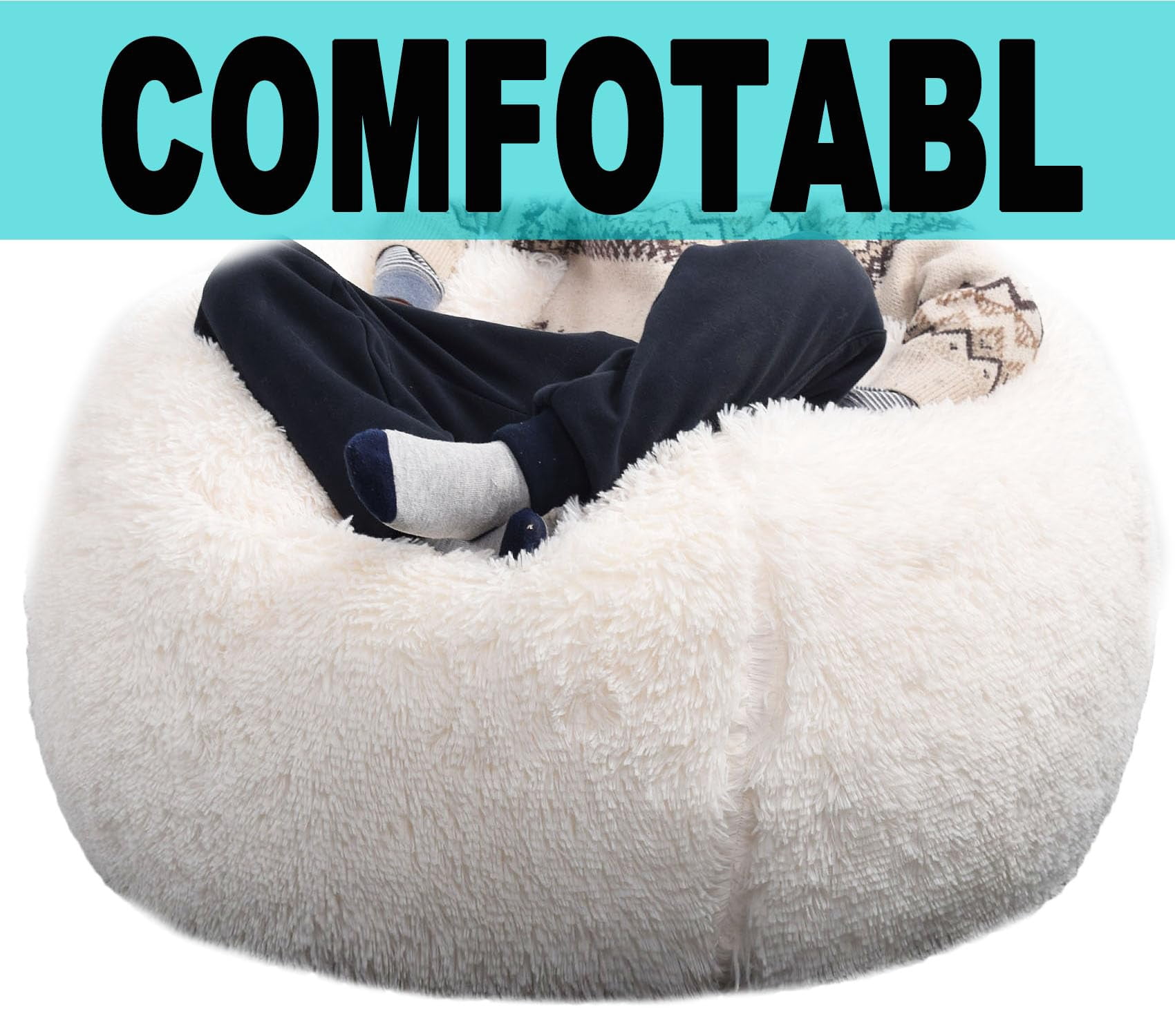 Fluffy Stuffed Animal Storage Bean Bag Chair Cover (no Filler)  Faux Comfy For Organizing Plush Toys Or Textile Adults Teens Beige