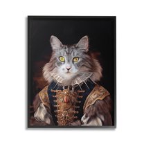 Stupell Industries Classic Cat Regal Fashion Animals & Insects Painting Black Framed Art Print Wall Art, 16 x 20
