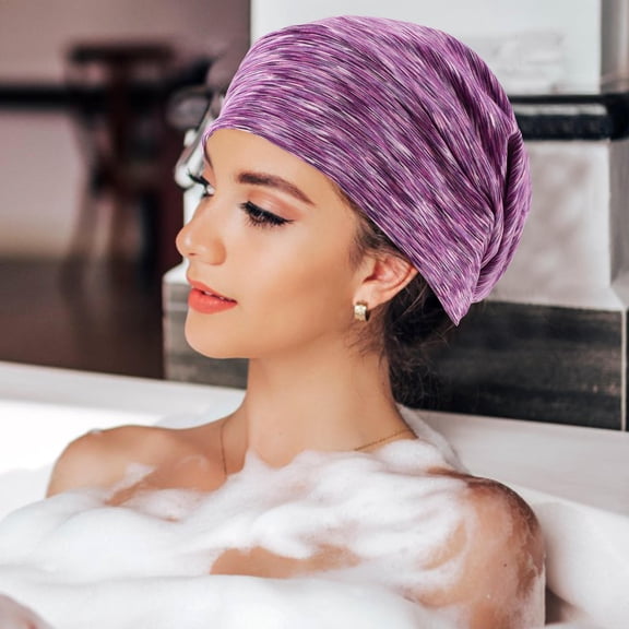Luxshiny Adjustable Cotton Sleeping Cap with Satin Lining Breathable Sleep Bonnet for Women 1 Set