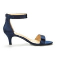 thumbnail image 5 of BURUDANI Women's Fashion Comfort Ankle Strap Stilettos Low Heel Pump Heeled Sandals Party Dress Shoes NAVY Size 9, 5 of 5