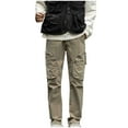 thumbnail image 2 of Pejock Men's Cargo Pants Elastic Waist with Zipper Pockets, Casual Solid Color Full Length Trousers for Outdoor Daily Wear, Comfort Polyester Stretch Fabric, 2 of 7