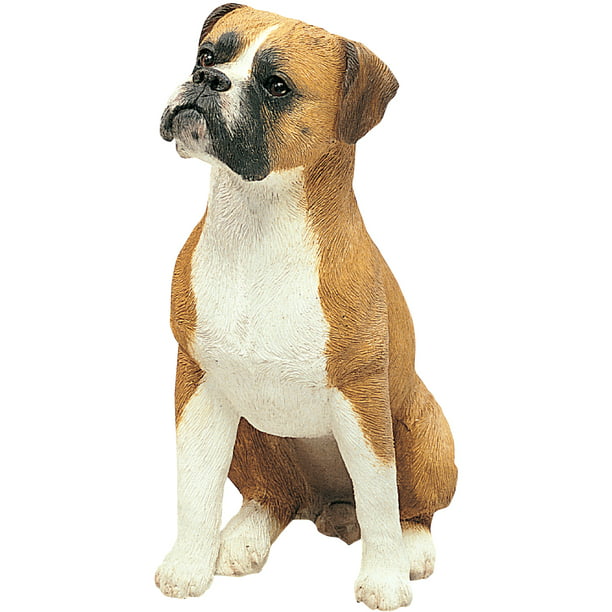 Sitting Fawn Uc Boxer Dog Sculpture, Boxer Dog Garden Ornament