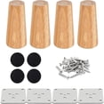 thumbnail image 1 of Patas de madera de roble elegantes, reemplazo de madera maciza para muebles modernos de mediados de siglo, juego de 4 patas de madera de alta calidad y respetuosas con el medio ambiente, ajuste, 1 of 5