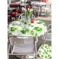 thumbnail image 4 of Outdoor Tablecloth with Umbrella Hole and Zipper, St. Patrick's Day Round Table Cloth 60 Inch Waterproof Tablecloth, Watercolor Lucky Shamrock Polka Dots Green Picnic Table Cover for Patio Camping, 4 of 7