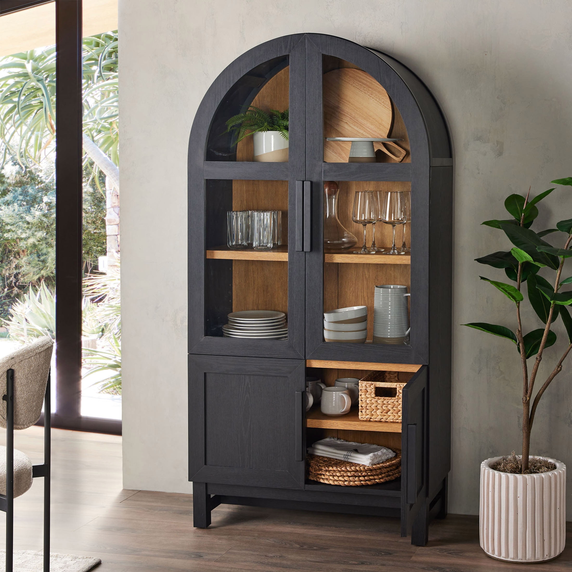 Better Homes & Gardens Juliet Kitchen Rounded Arch Cabinet, Rich