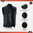 thumbnail image 4 of Daniel Smart S to 12 XL Men leather vest Cowhide Motorcycle Leather Vest with Design, 4 of 7